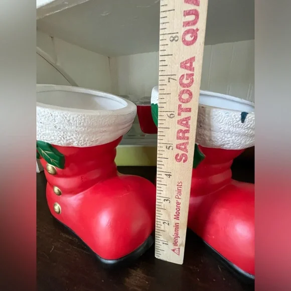 Vintage Kitschy Christmas Santa Boot Planter Set❤️🎄🌿 - Picture 12 of 15